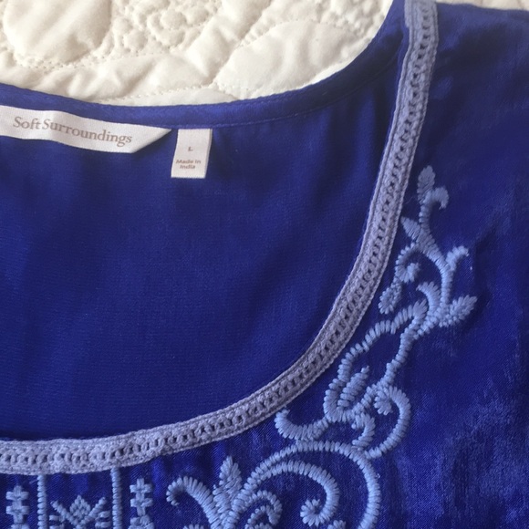 Soft Surroundings Safiya Royal Blue Embroidered Tunic Top size Large - Picture 11 of 16